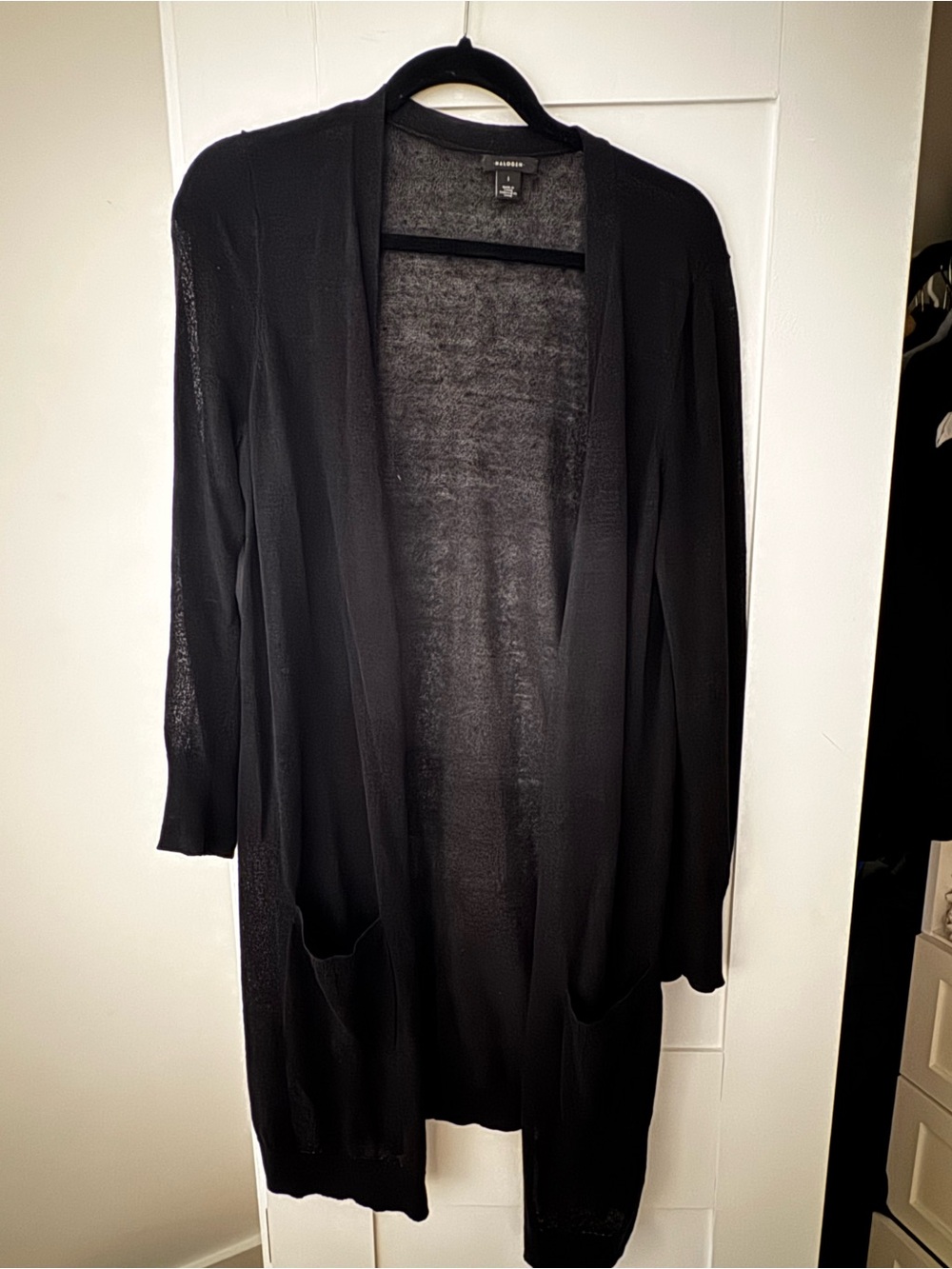 Black Open-Front, Lightweight Duster Cardigan Sweater
